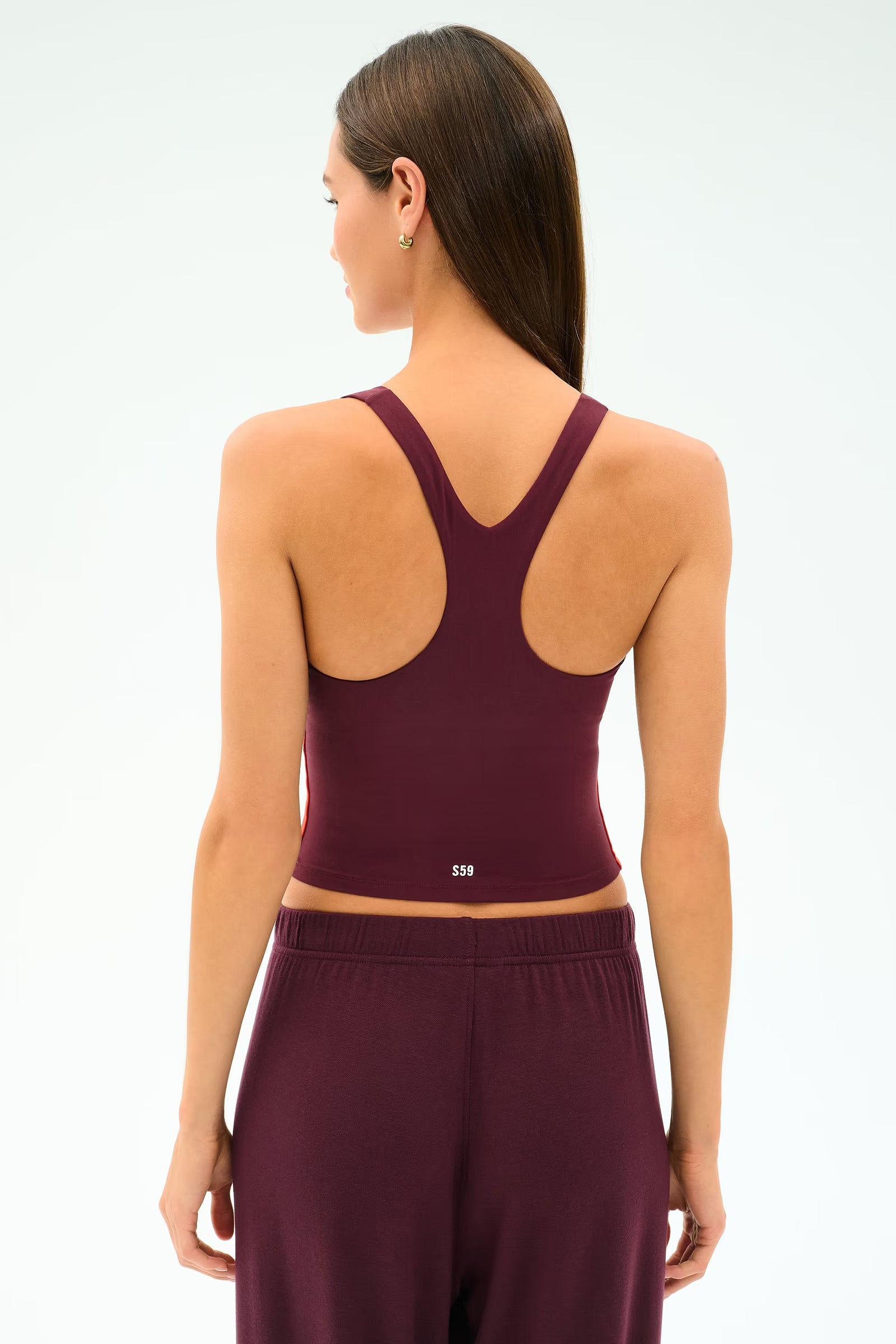 Splits59 Ella Airweight Tank in Dark Cherry/Valencia at Baseline Social