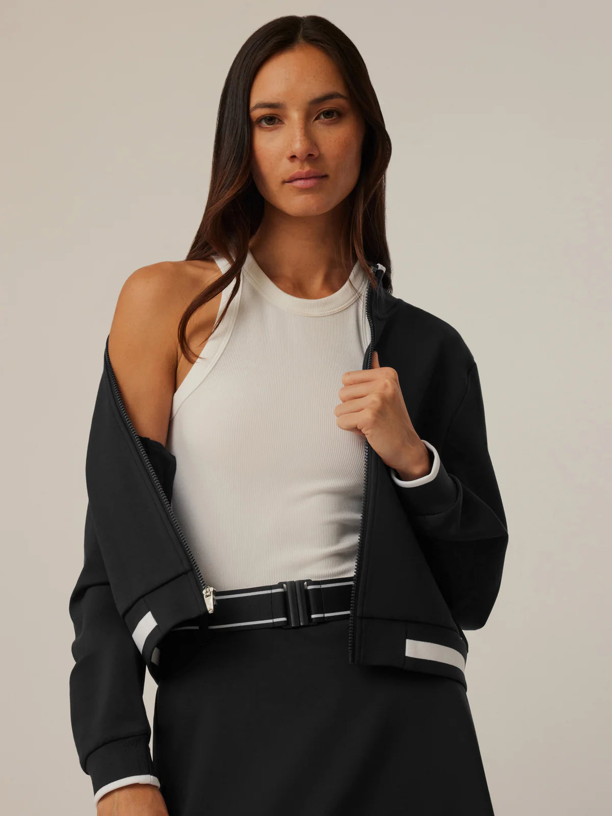 Greyson Drea Varsity Bomber Jacket in Shepherd Black at Baseline Social