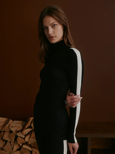 Varley Leopold Roll Neck Knit in Black at Baseline Social