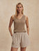 Varley Darina Short 4" in Birch Taupe Stripe at Baseline Social