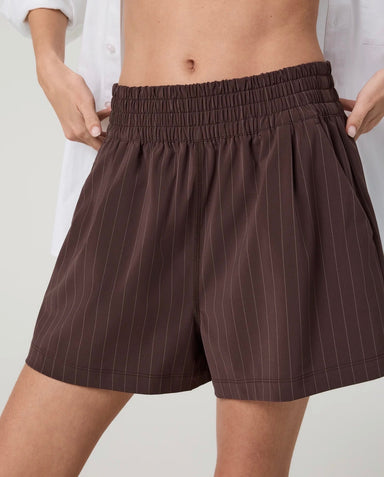 Villa Short in French Roast Pinstripe - Baseline Social