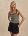 Varley Jared Knit Top in Black/ Egret at Baseline Social