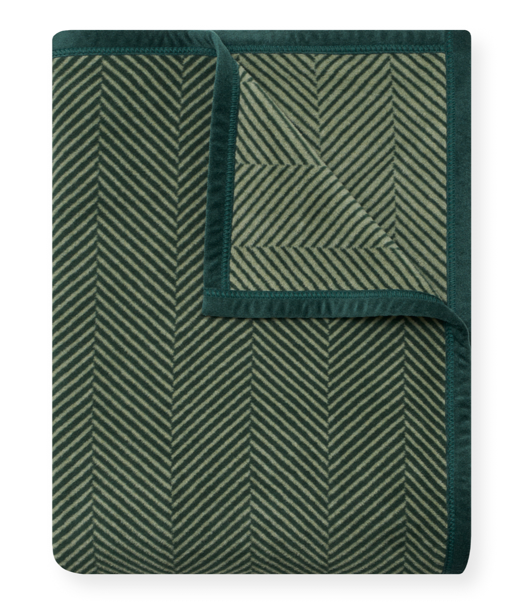 Harborview Herringbone Forest Green Blanket - Baseline Social