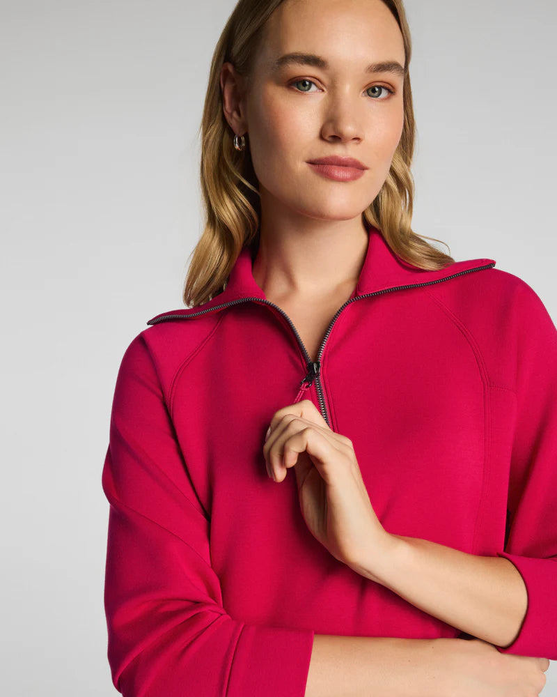 Spanx AirEssentials Half Zip in Fuchsia at Baseline Social