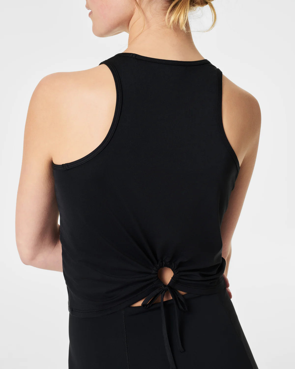 SPANX Butter Keyhole Tank in Very Black at Baseline Social