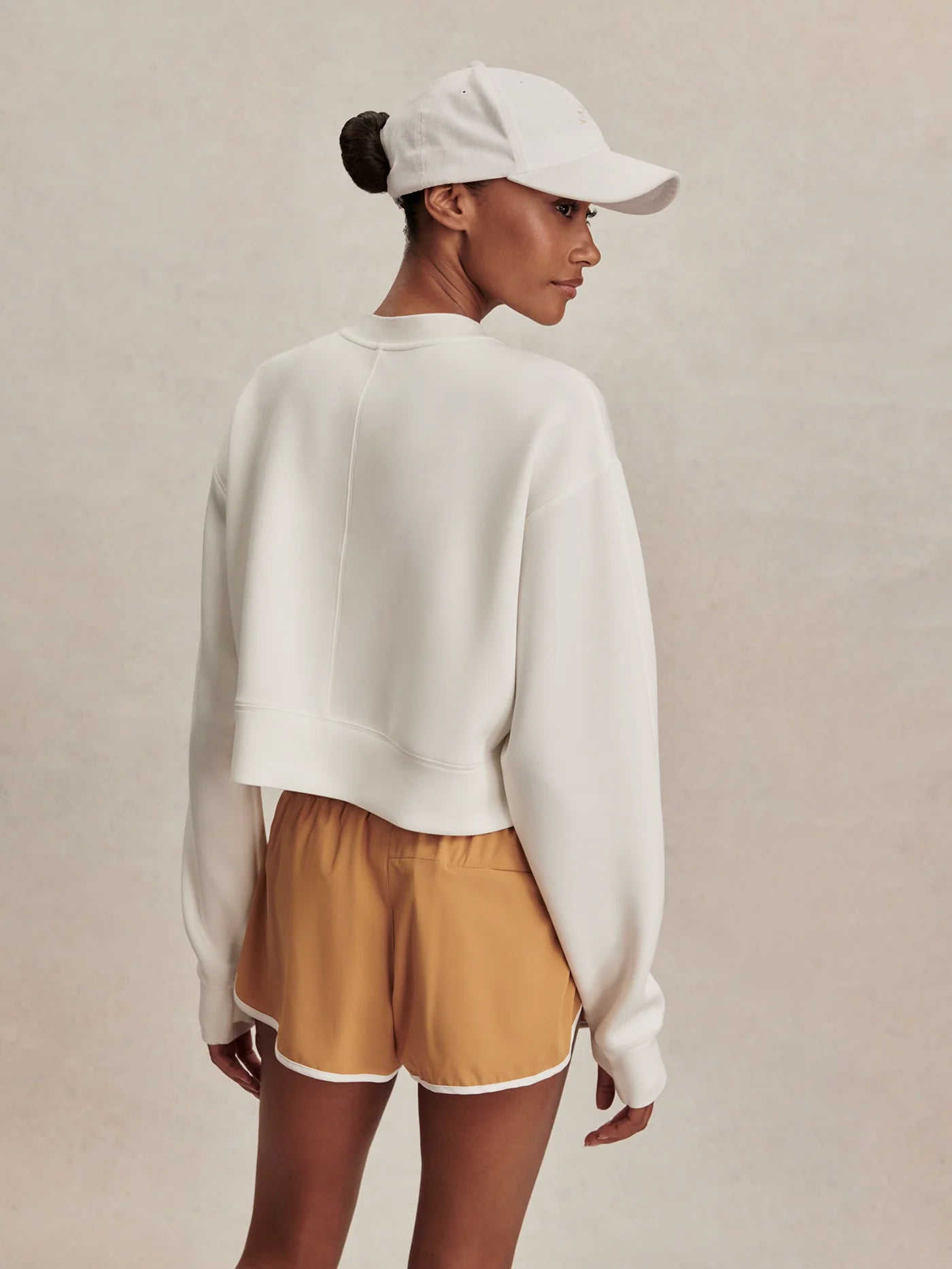 Varley Tasmin Cropped Sweat in Snow White at Baseline Social