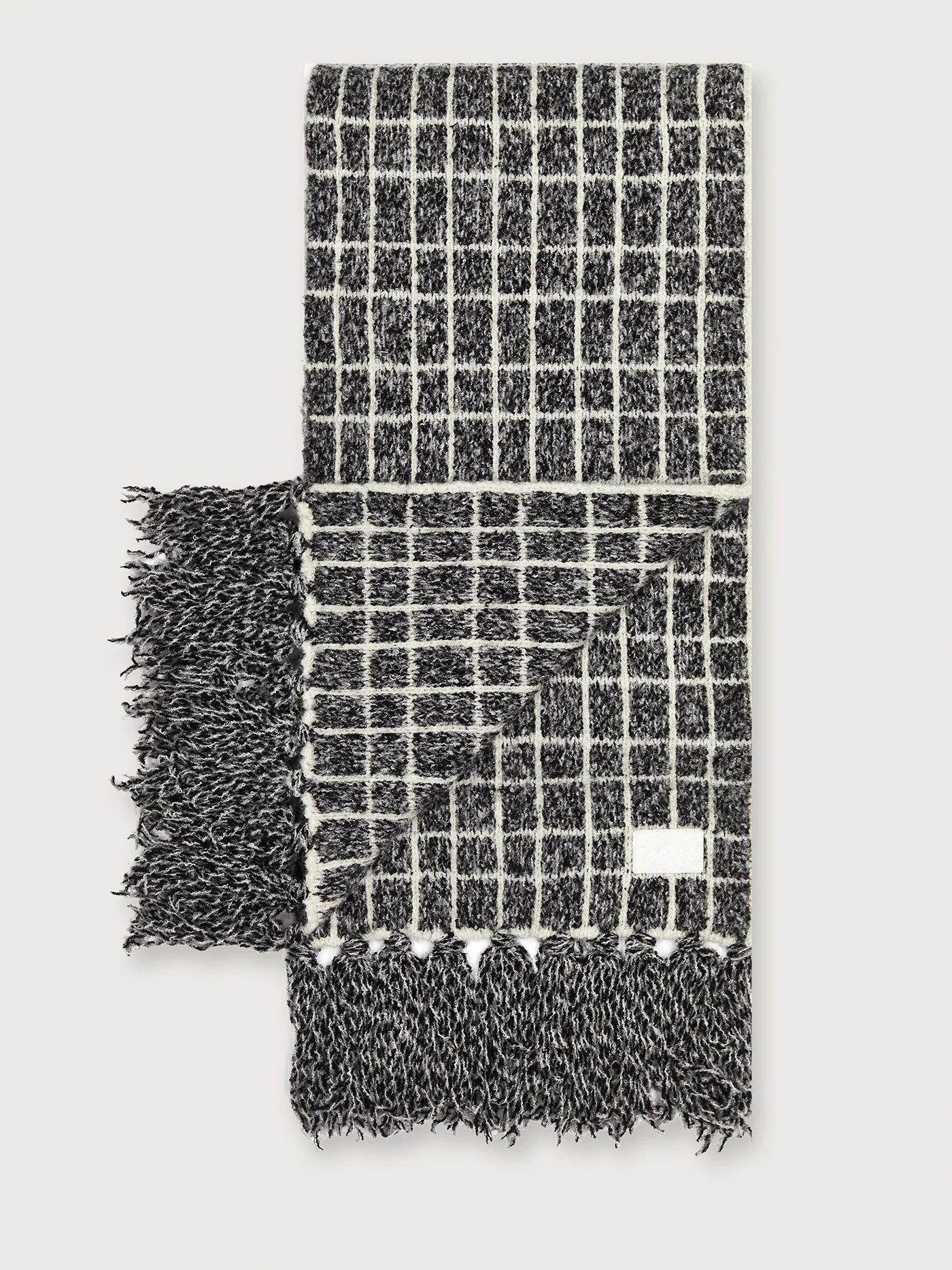 Lindsey Check Knit Scarf in Charcoal Marl - Baseline Social