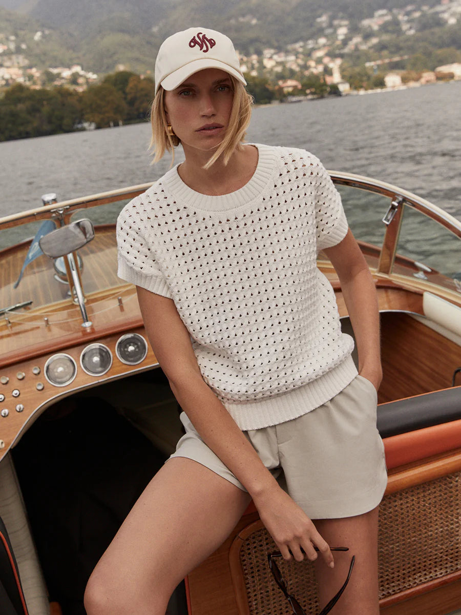 Varley Denny Knit Top in Snow White at Baseline Social