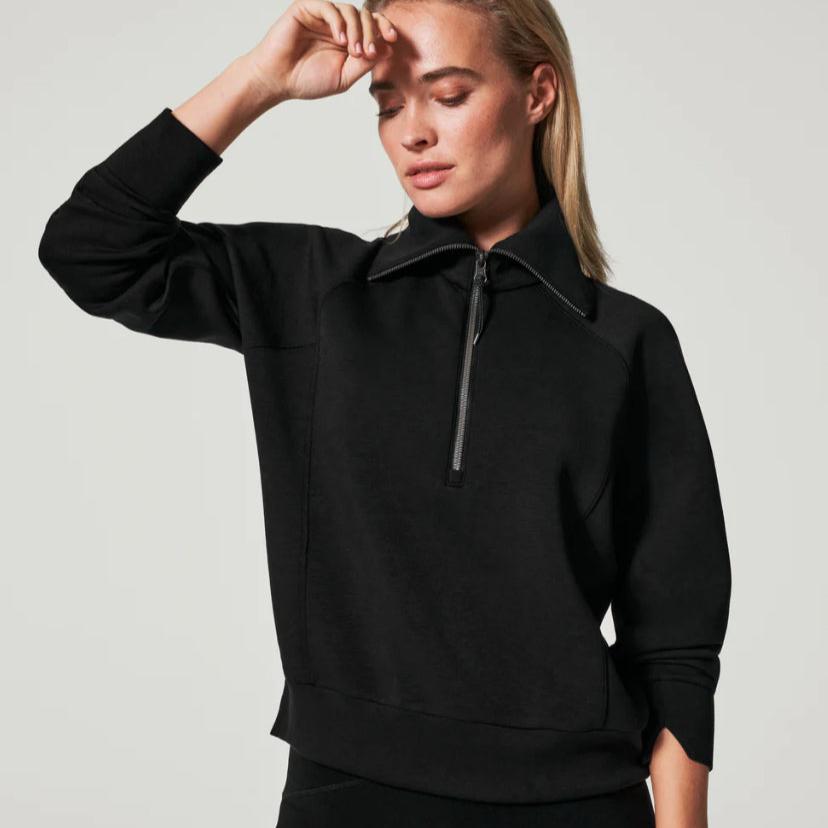 Spanx AirEssentials Half Zip in Very Black