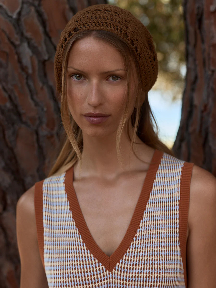Varley Albane Knit Dress in Caramel Clay at Baseline Social