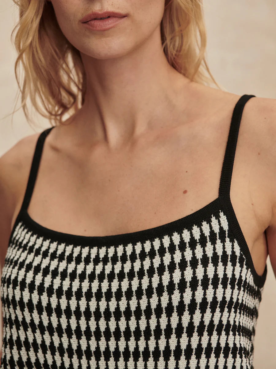 Varley Jared Knit Top in Black/ Egret at Baseline Social