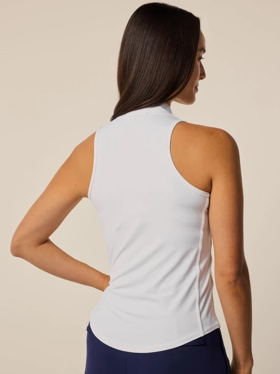 Sleeveless Vesta Mock Neck Top in Arctic White