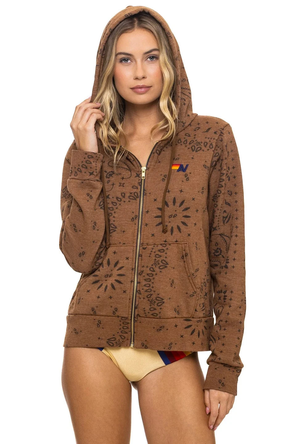 Bandana Zip Hoodie in Cinnamon