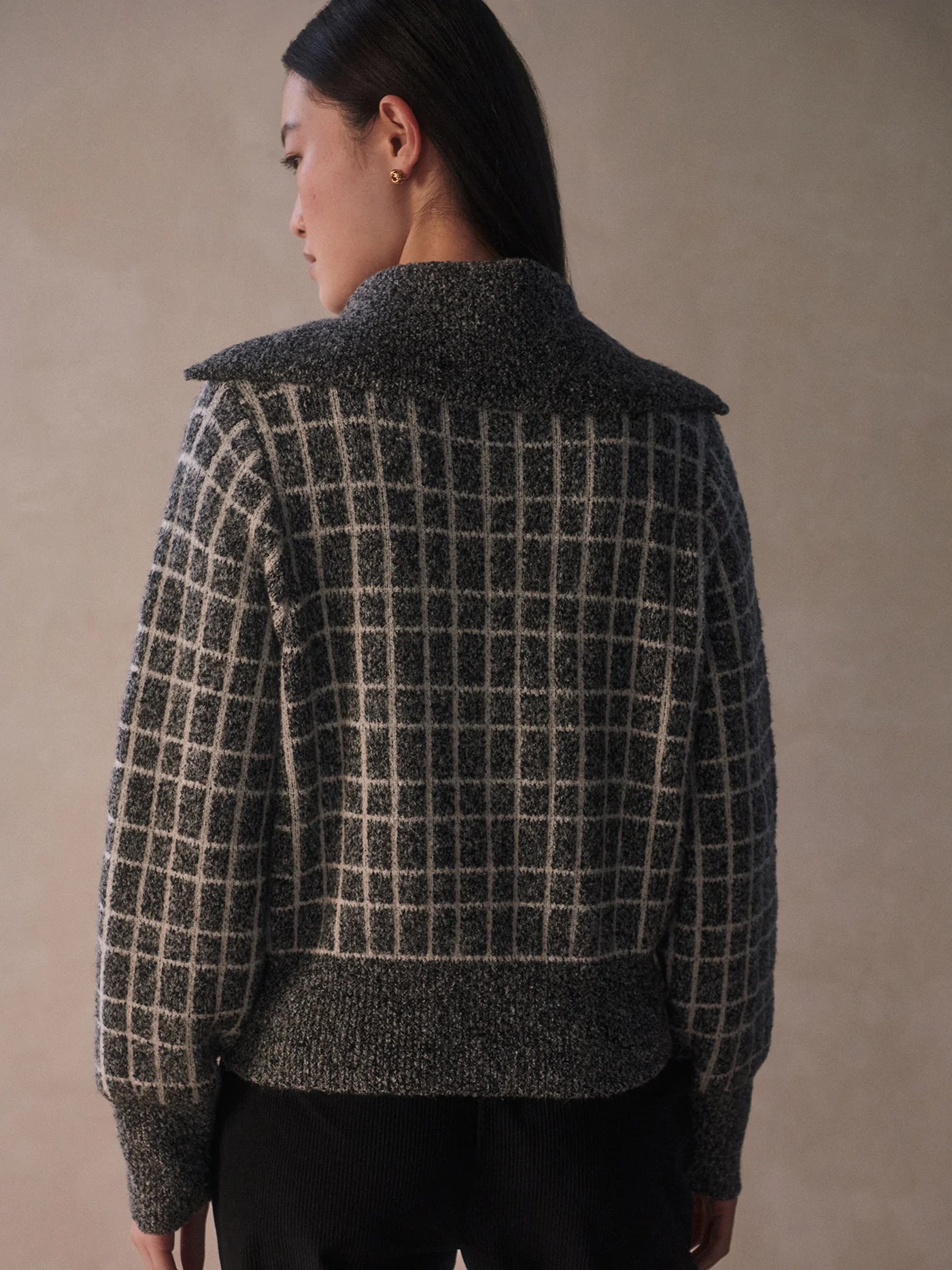 Furley Half Zip Knit in Charcoal Marl - Baseline Social