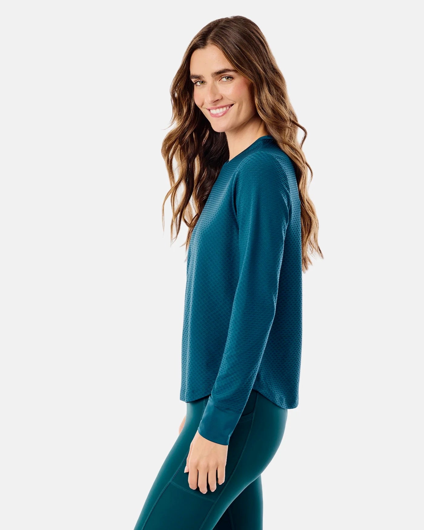 Active Mesh Palmetto Long Sleeve Top - Laguna