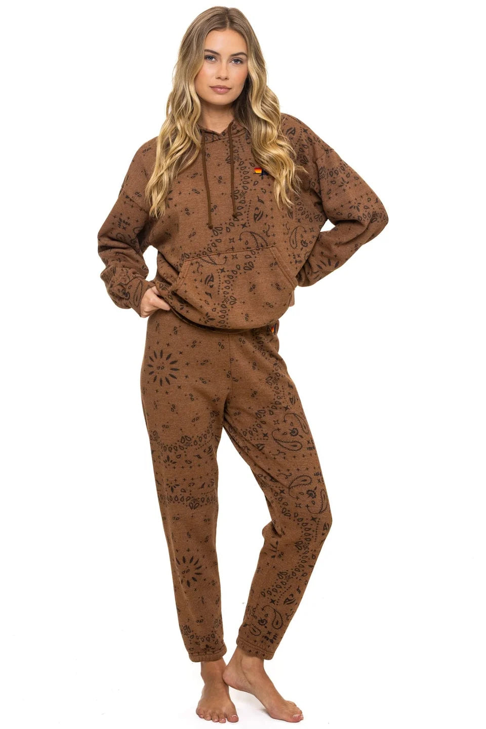 Aviator Nation Bandana Relaxed Pullover Hoodie in Cinnamon at Baseline Social 