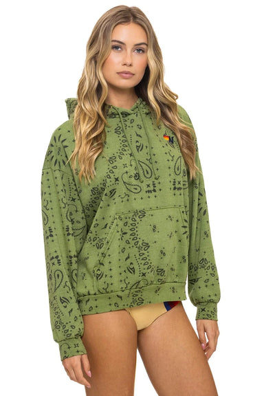 Aviator Nation Bandana Relaxed Pullover Hoodie in Jungle Green at Baseline Social