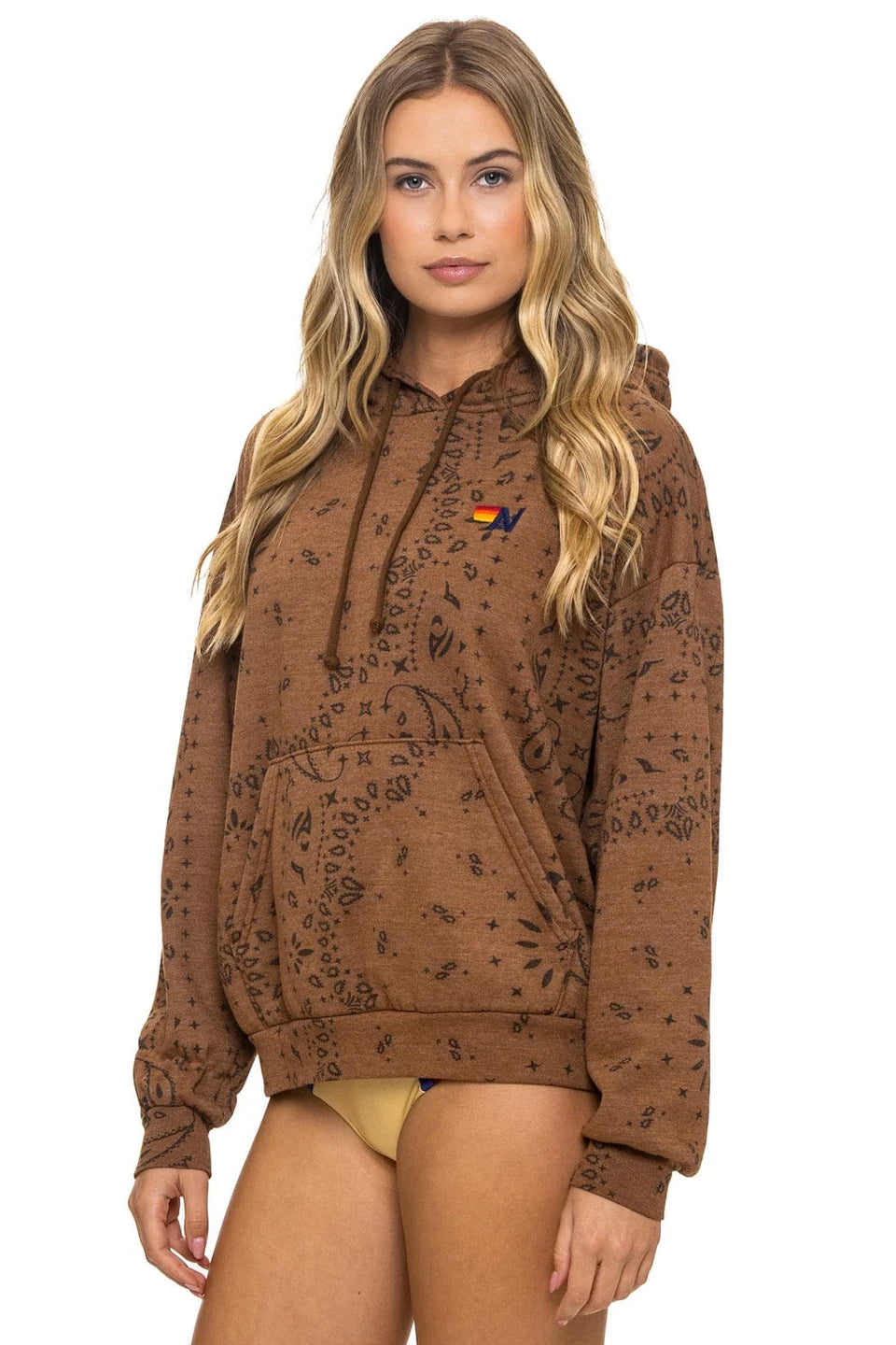 Aviator Nation Bandana Relaxed Pullover Hoodie in Cinnamon at Baseline Social 