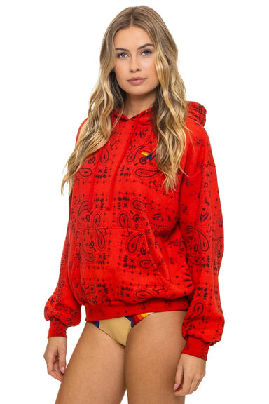 Aviator Nation Bandana Relaxed Pullover Hoodie in Red at Baseline Social