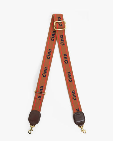 Clare V. Adjustable Crossbody Strap in Tan w/ Bright Poppy/Navy Petite Ciao