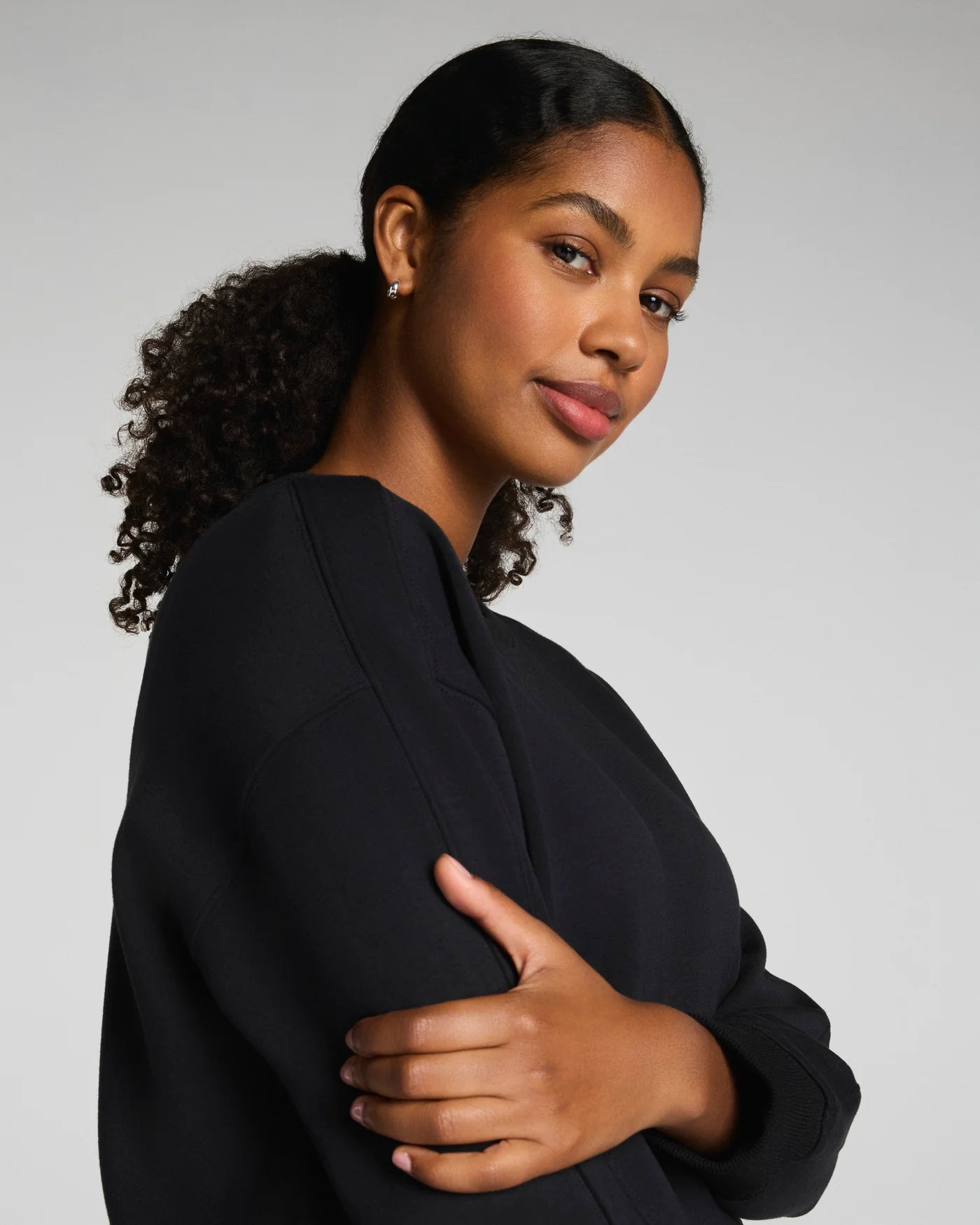 SPANX AirEssentials Luxe Crewneck in Very Black at Baseline Social