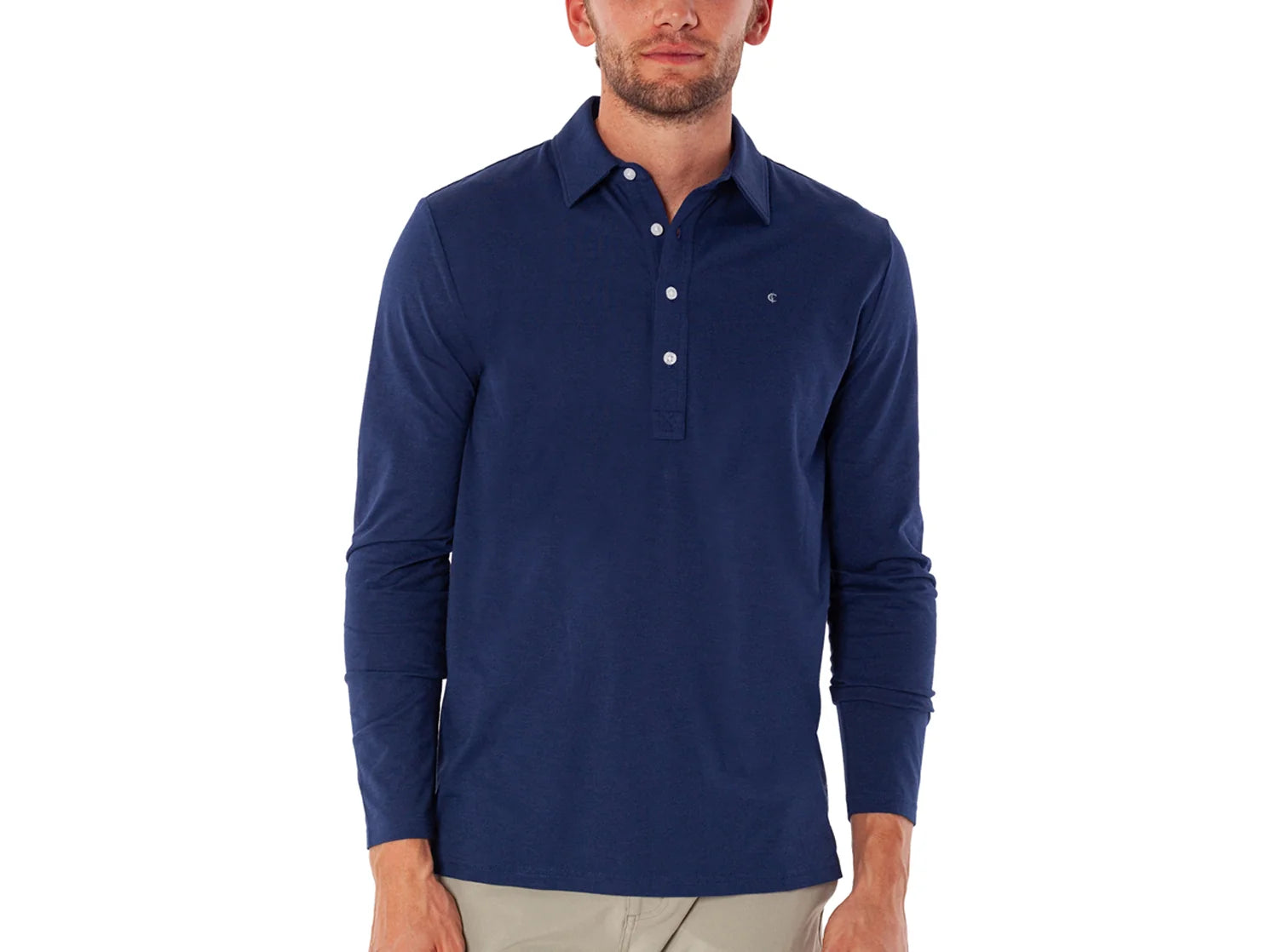 Criquet brrr° Long Sleeve Range Polo in Navy at Baseline Social