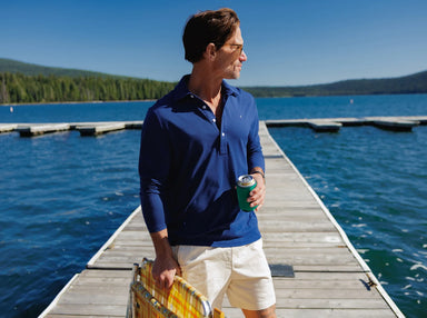 Criquet brrr° Long Sleeve Range Polo in Navy at Baseline Social