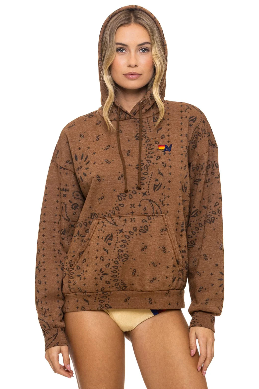 Aviator Nation Bandana Relaxed Pullover Hoodie in Cinnamon at Baseline Social 
