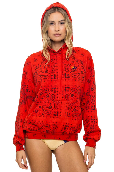 Aviator Nation Bandana Relaxed Pullover Hoodie in Red at Baseline Social