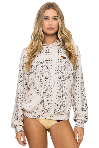 Aviator Nation Bandana Relaxed Pullover Hoodie in Vintage White