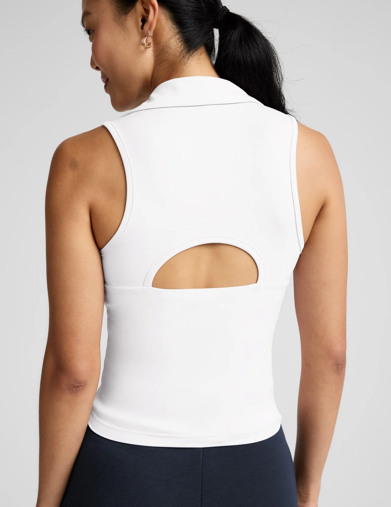 Beyond Yoga Sport Active Polo Tank in White at Baseline Social 