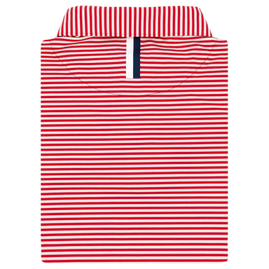 Short Sleeve Performance Polo in Birdie Stripe (Cardinal Red/White) - Baseline Social