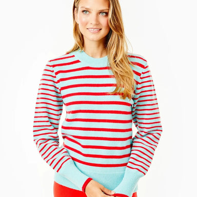 Addison Bay Cypress Active Sweater in Mint/Poppy stripe