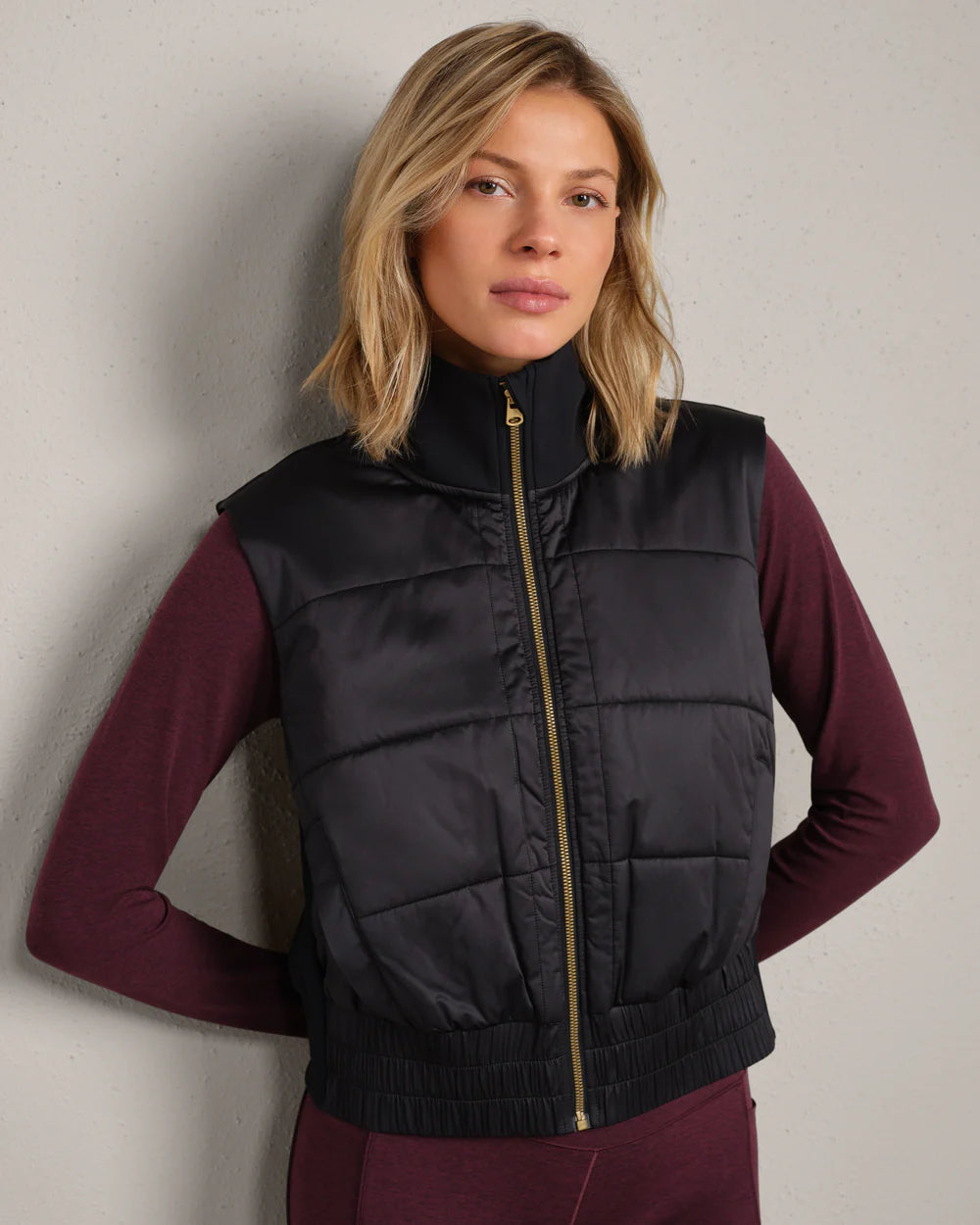 Rhone Chalet Quilted Vest in Pure Black at Baseline Social