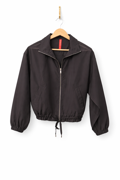 Bodyline Sheer Full Zip Jacket in Very Black - Baseline Social