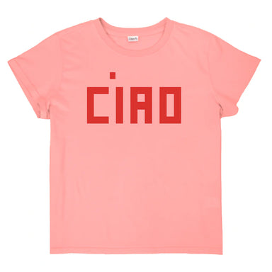 Classic Tee in Petal with Bright Poppy "Ciao" - Baseline Social