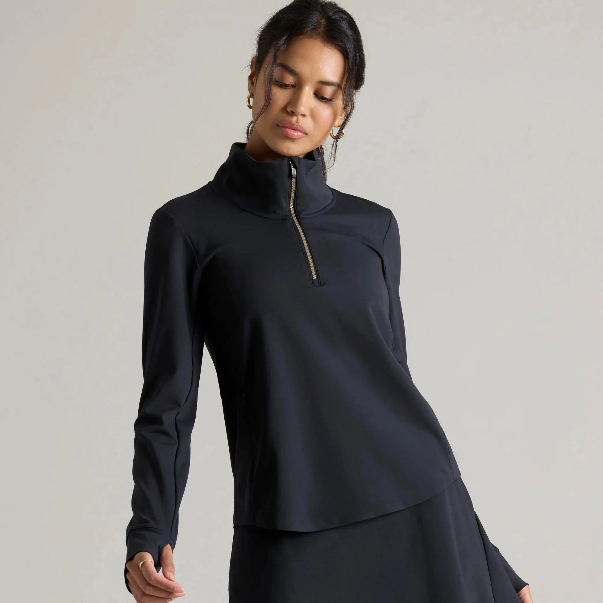 Rhone Course to Court 1/4 Zip in Black