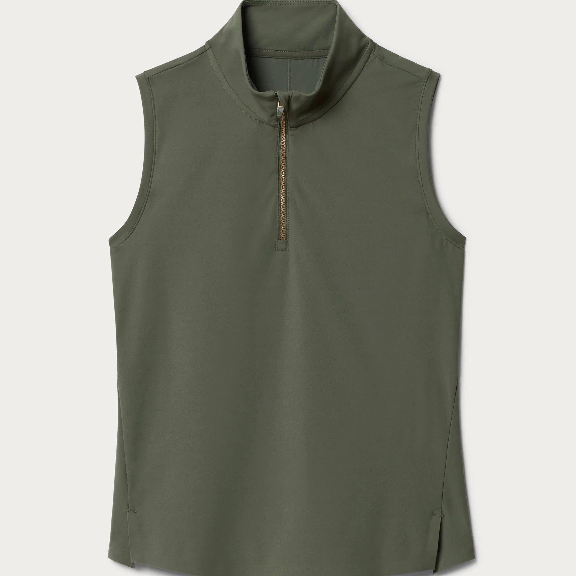 Rhone Course to Court Sleeveless Zip Mock in Olive Shadow