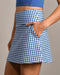 Rhone Course to Court 16" Skort in Deep Sea Blue Gingham at Baseline Social