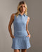 Rhone Course to Court Sleeveless Polo in Deep Sea Blue Gingham at Baseline Social
