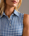 Rhone Course to Court Sleeveless Polo in Deep Sea Blue Gingham at Baseline Social