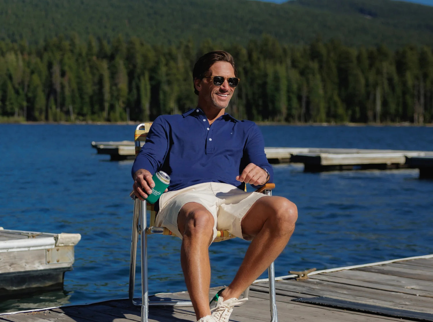 Criquet brrr° Long Sleeve Range Polo in Navy at Baseline Social