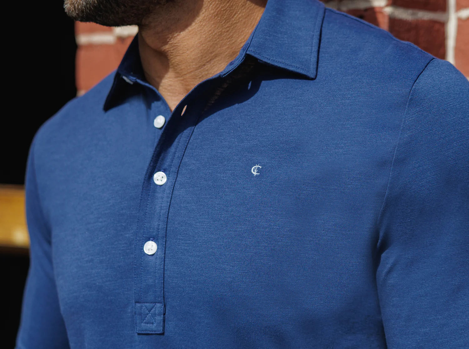 Criquet brrr° Long Sleeve Range Polo in Navy at Baseline Social