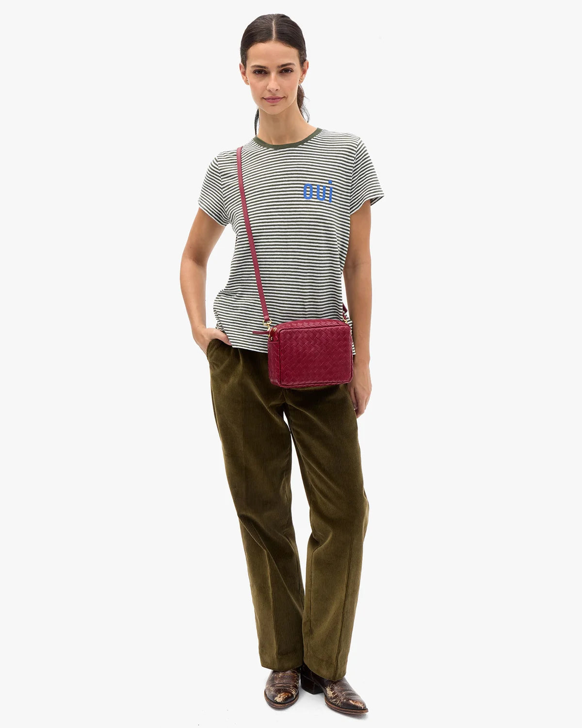 Midi Sac w/ Pocket - Garnet Diagonal Woven