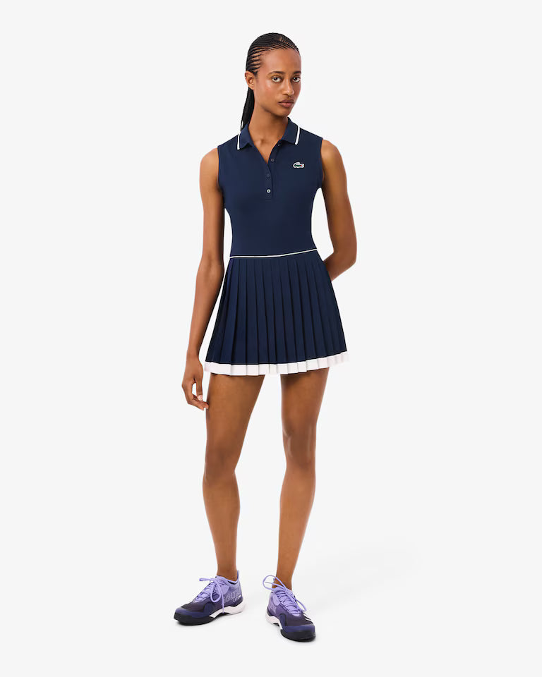 Lacoste Ultra Dry Tennis Heritage Dress in Navy Blue/White at Baseline Social