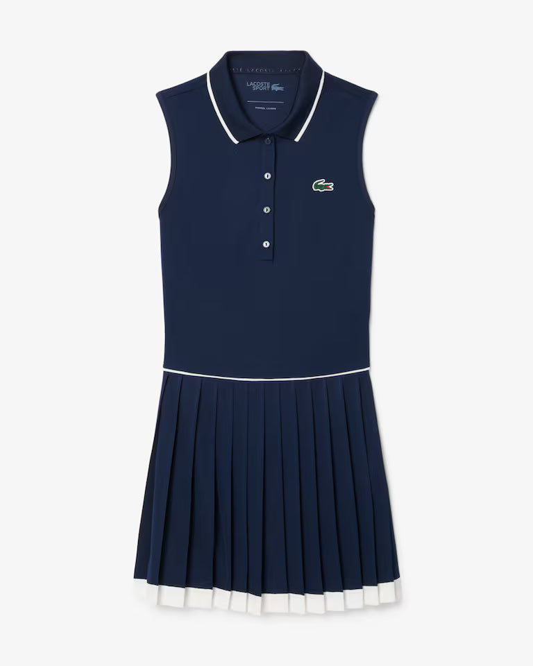 Lacoste Ultra Dry Tennis Heritage Dress in Navy Blue/White at Baseline Social