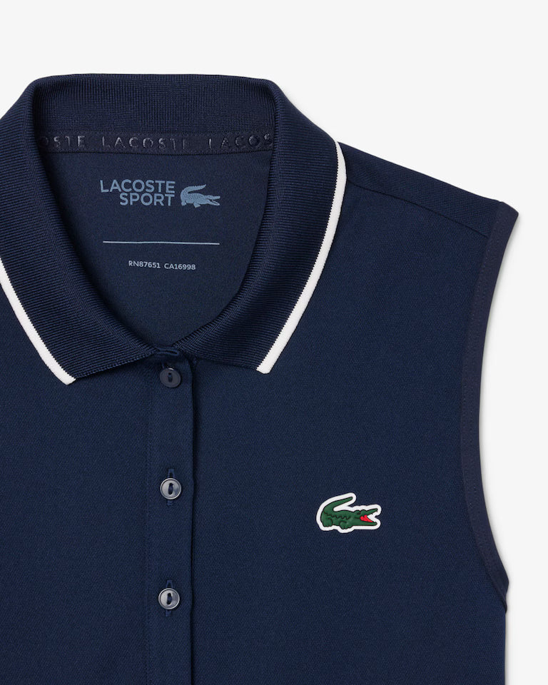 Lacoste Ultra Dry Tennis Heritage Dress in Navy Blue/White at Baseline Social