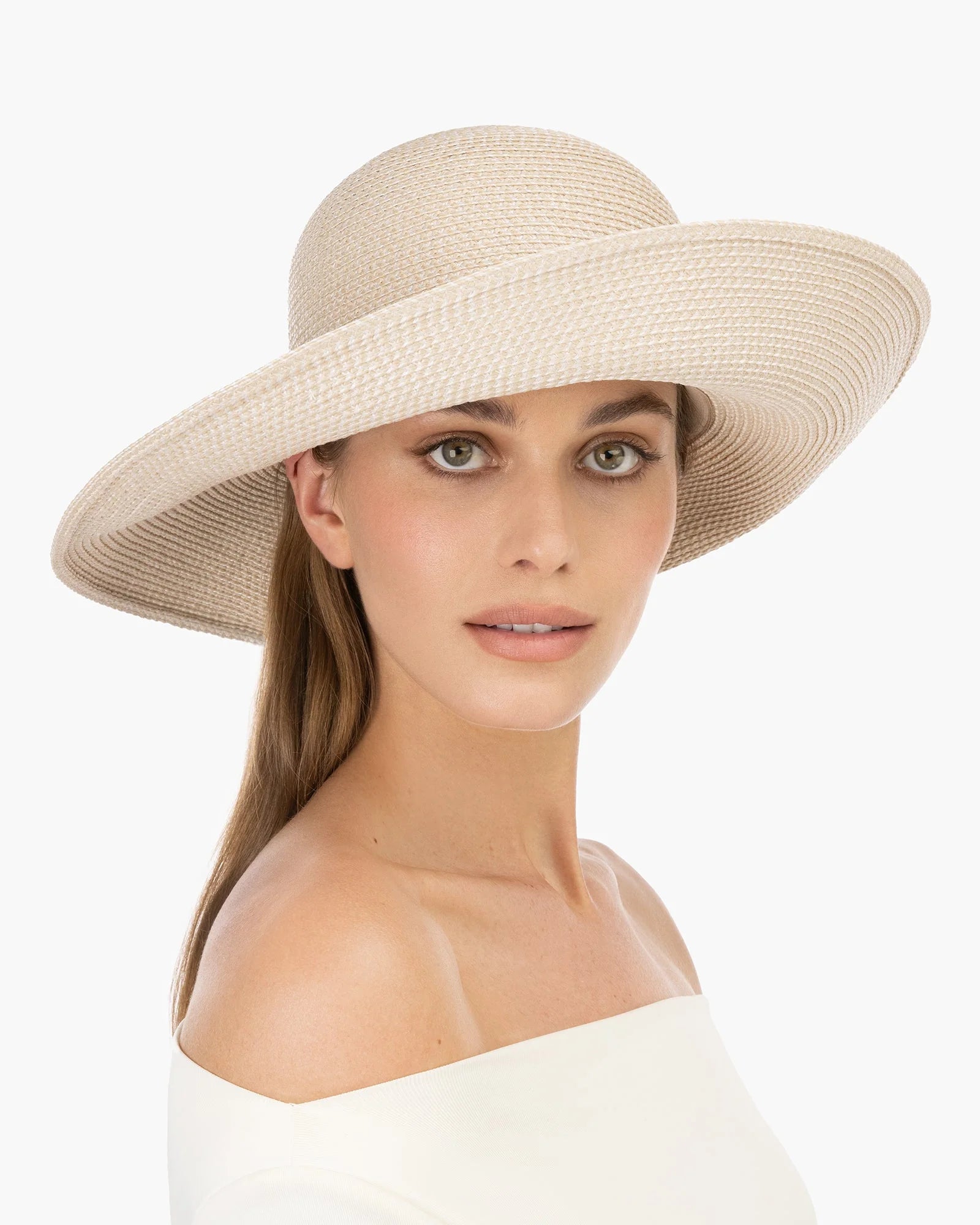 Eric Javits Hampton Straw Packable Hat in Cream at Baseline Social