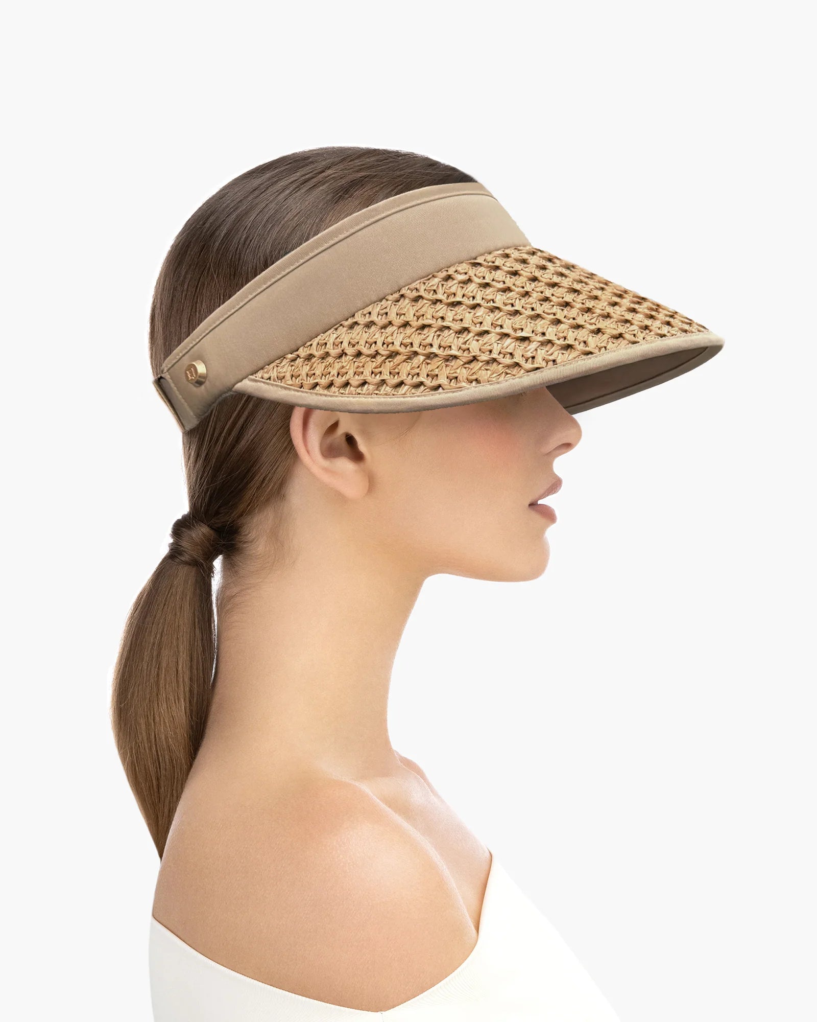 Eric Javits Kokomo Straw Visor in Natural at Baseline Social