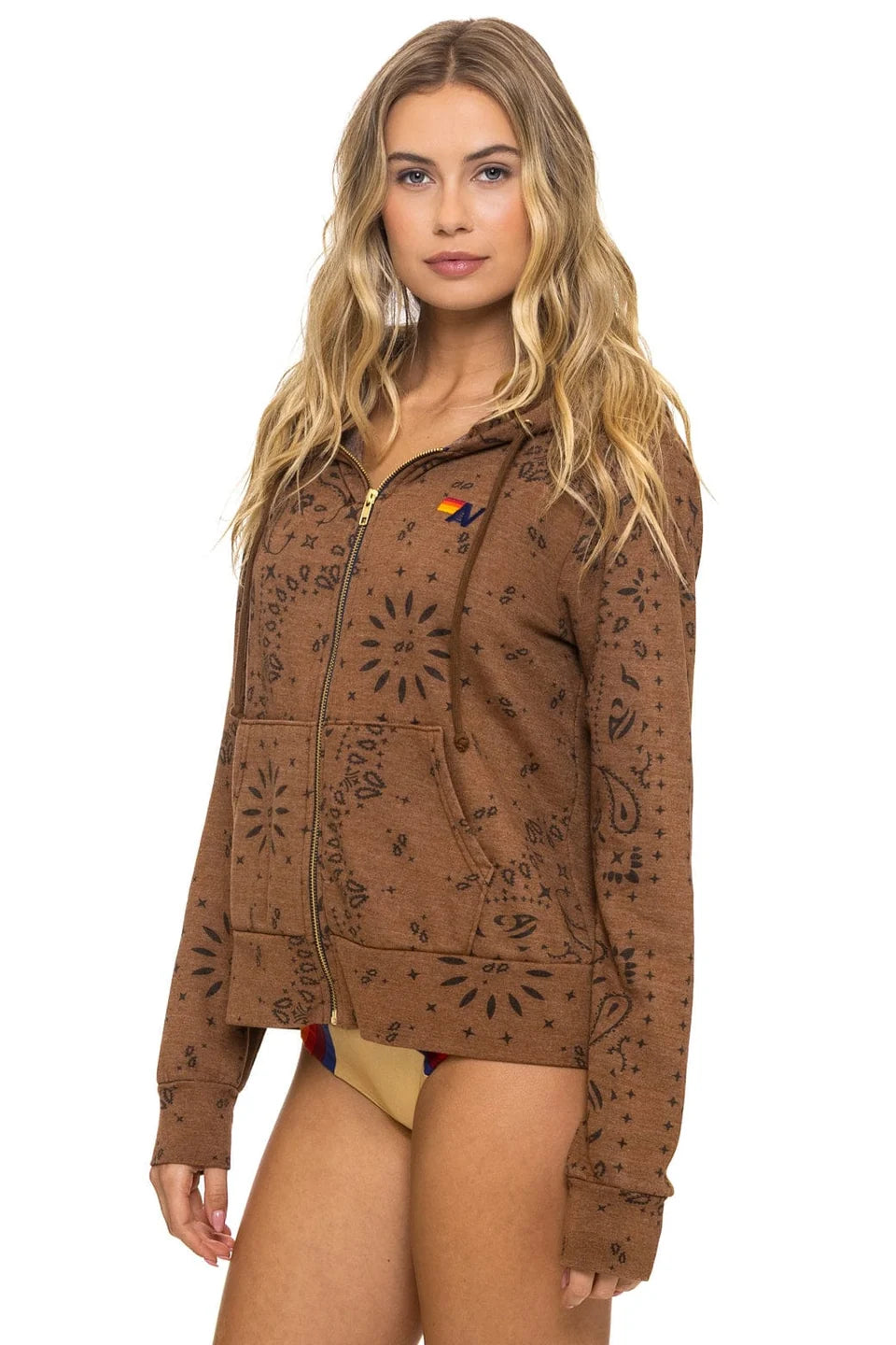 Bandana Zip Hoodie in Cinnamon